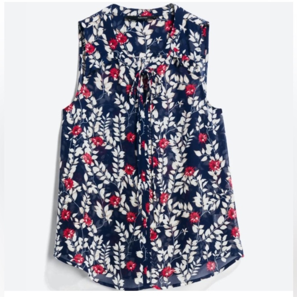 Like New Fun 2 Fun Navy/White/Red Ulrica Sleeveless Blouse #F088051-1 -Medium
